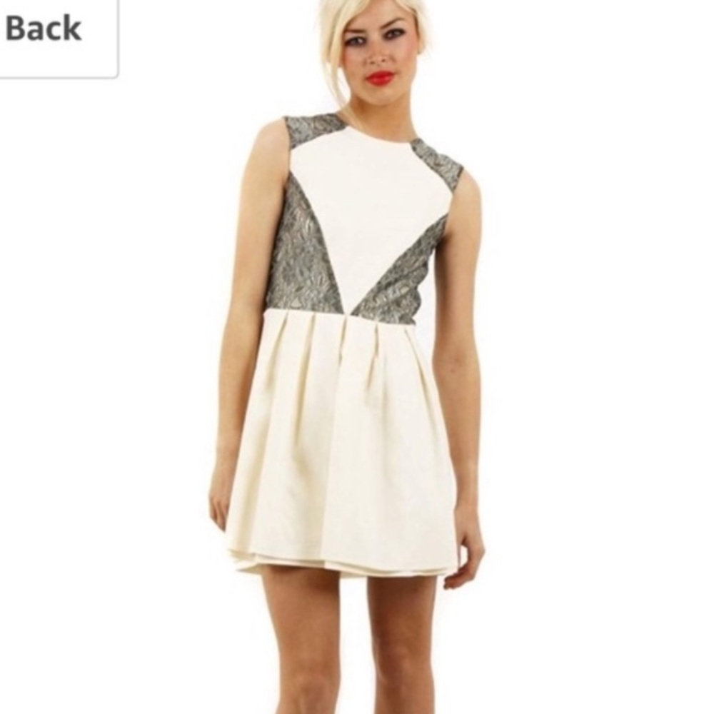 TEMPEST Ri Ri Lace Detail Backless Skater Dress LARGE